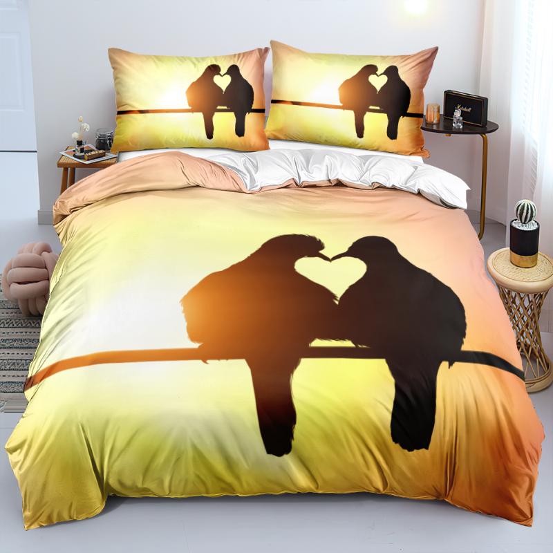 

Bedding Sets 3D Design Animals Bedclothes And Pillowcases Love Of Birds Single Double  King Sizes Bedroom Home Textiles