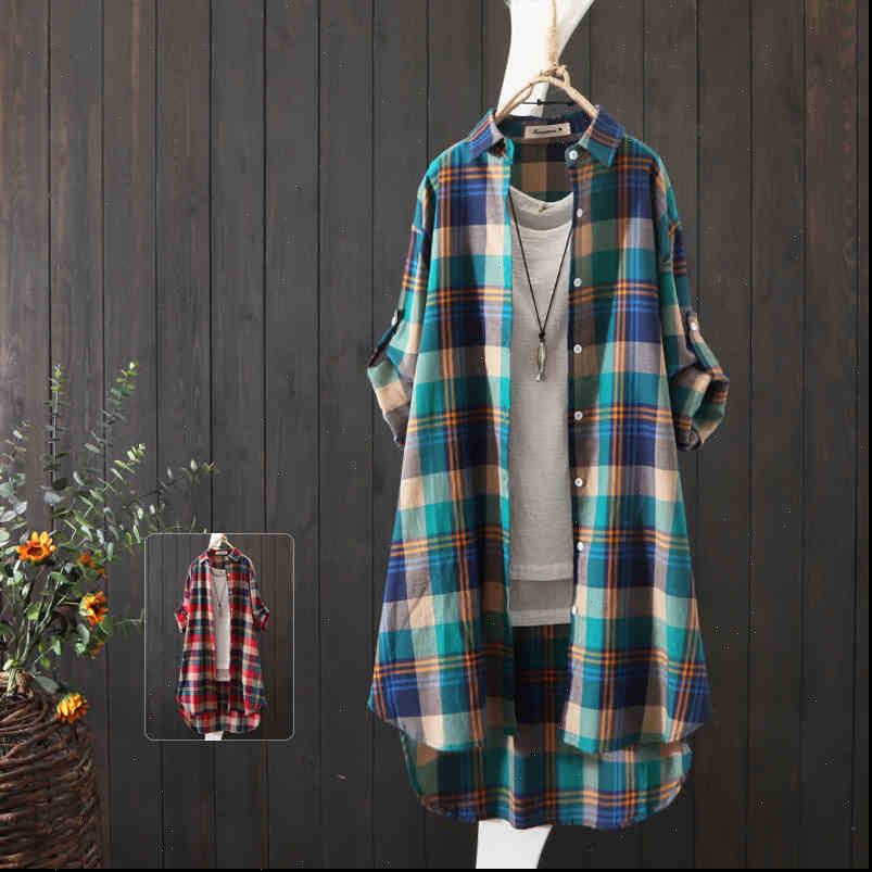 

100% cotton plaid shirt women blouses long sleeve autumn summer fashion button up casua loose blouse plus, White