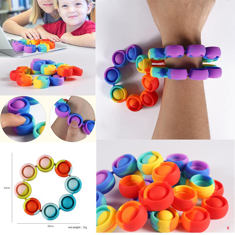 

Fidgets Bracelet Reliver Stress Fidget Toys Rainbow Bubble Antistress Toy Adult Children Sensory To Relieve Autism DHL