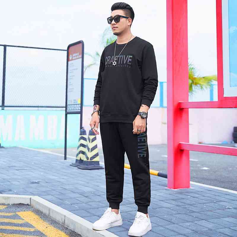 

Large suit fashion plus strong wind sports trend fat men's loose sweater casual wear, Gray