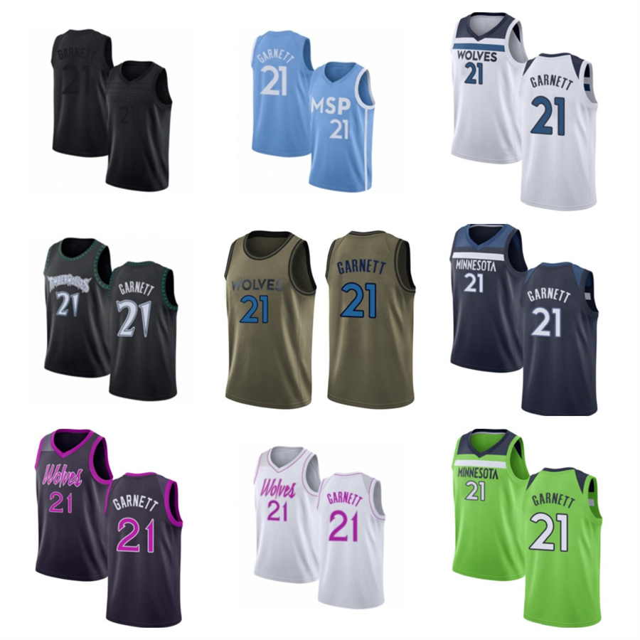 

2021 Kevin custom men women youth 21 Garnett Timberwolve basketball jerseys red Blue jersey leave number name, Black;red