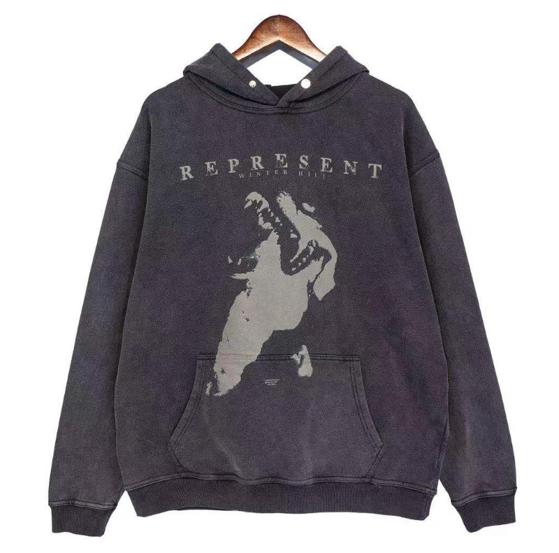 Vintage Black Hoodie Men's Printed Hooded Sweatshirts Women Designer Men Hoodies Clothing High Street Print Pullover Sweatshirt YM