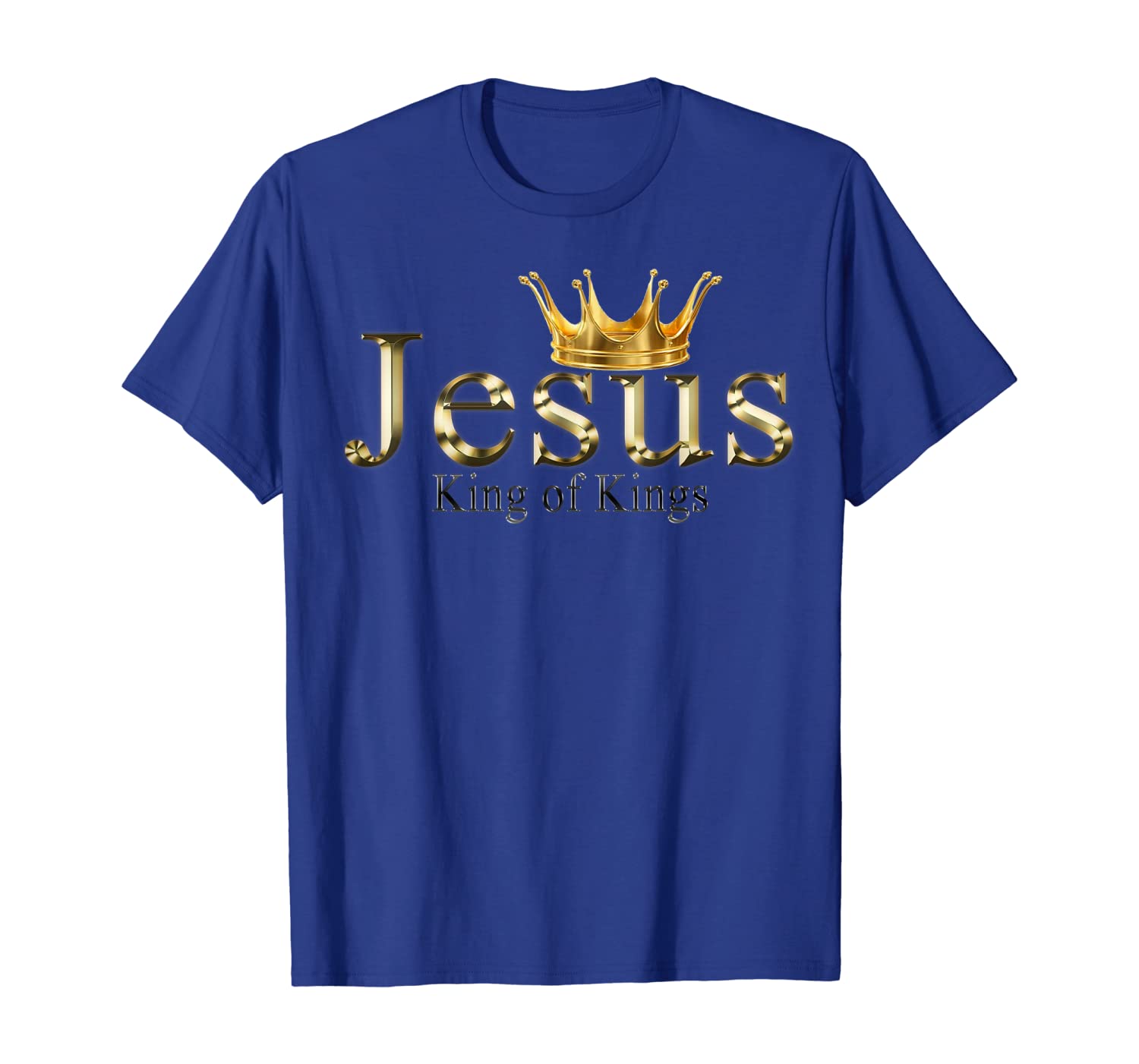 

Jesus King Of Kings Gold Effect Letters T-Shirt, White;black
