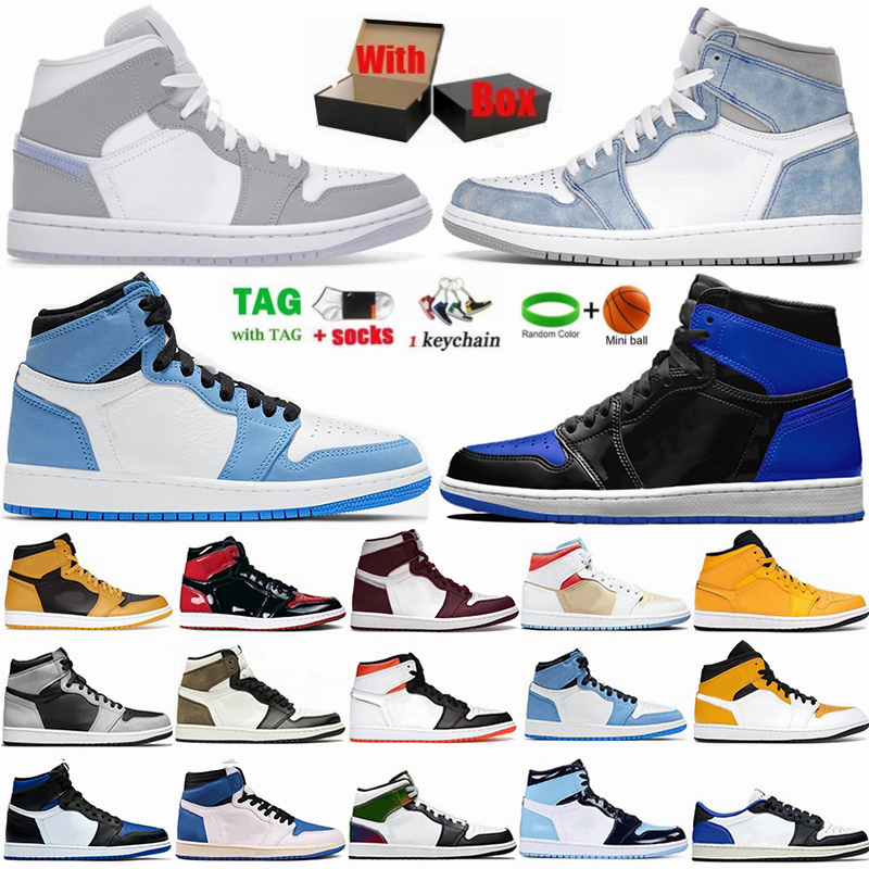 

Jumpman 1s Mens Basketball Shoes 1 UNC Twist Dark Mocha University Blue Wolf Grey Hyper Patent Royal Design Bordeaux Seafoam Sports Sneakers Womens Trainers With Box, 48