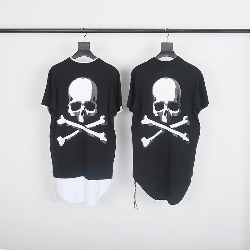 

skeleton Mastermind Japan dark fake high street MMJ two round neck short sleeve T-shirt fashion, White;black
