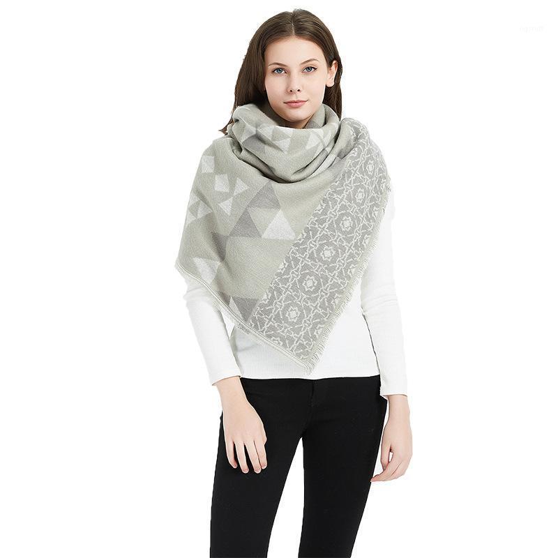 

Scarves Burrs Shawl Geometry 130*130cm Scarf Cape Tassels Warm Pashmina Unisex Acrylic Christmas Gifts For Women, Blue;gray