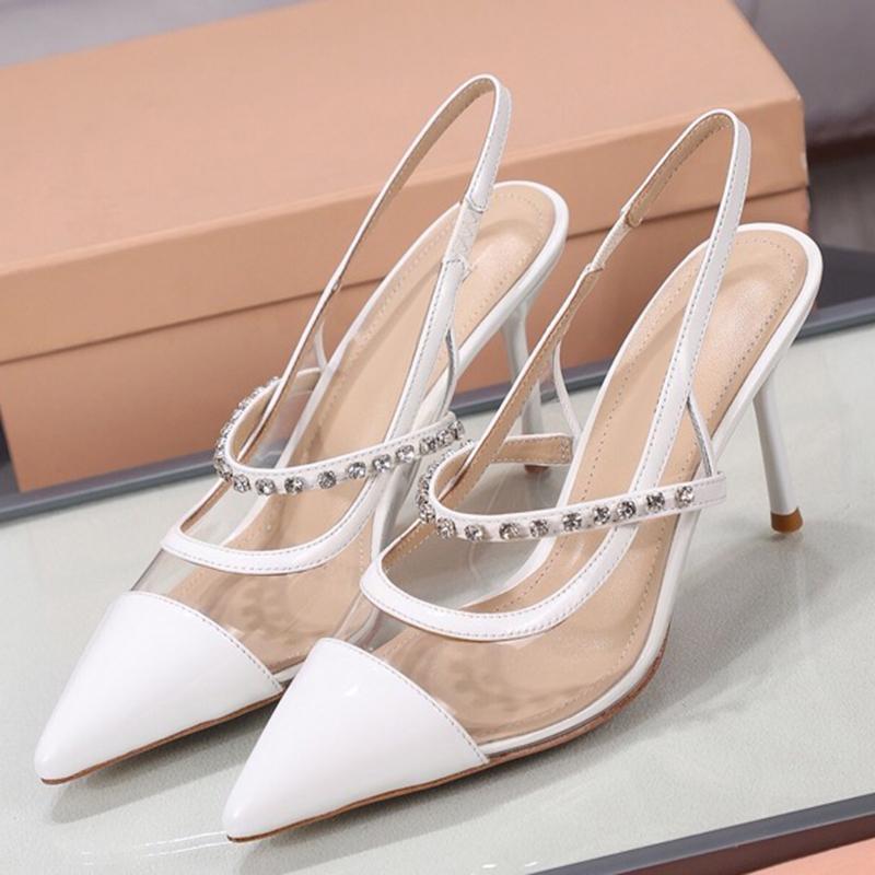 

Dress Shoes Luxury Women Pumps Crystal High Heels 8.5CM Transparent Sweet Pointed Toe Brand Fashion Lady Party Wedding, No.2