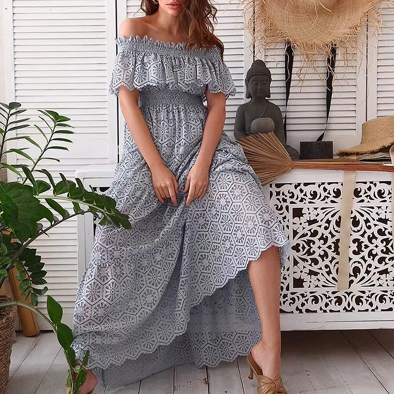 

222 2022 Summer Brand Same Style Regular Slash Neck Pullover Short Dress Flora Print Dress Short Sleeve High Quality Women Clothes yuan, White