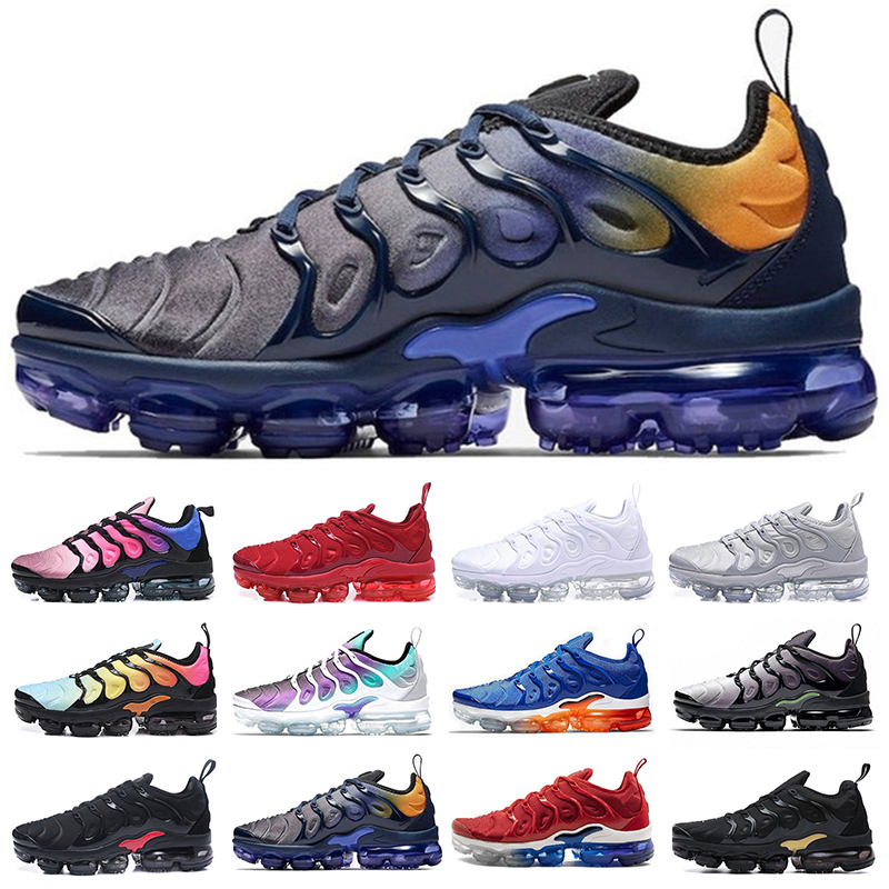 

Wholesale 2021 TN Plus Men Running Shoes Triple Black White Sunset Blue Wolf Grey USA Sport Designer Sneakers Chaussures 40-46, Color 20