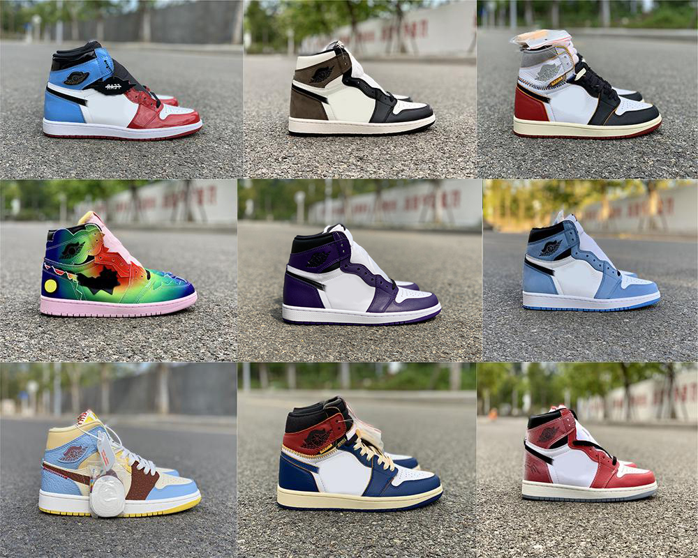 

Shoes Authentic Trophy Room Hyper Royal Fearless 1 High OG Chicago Dark Mocha University Blue Union Black Toe Bred Banned Sports Men