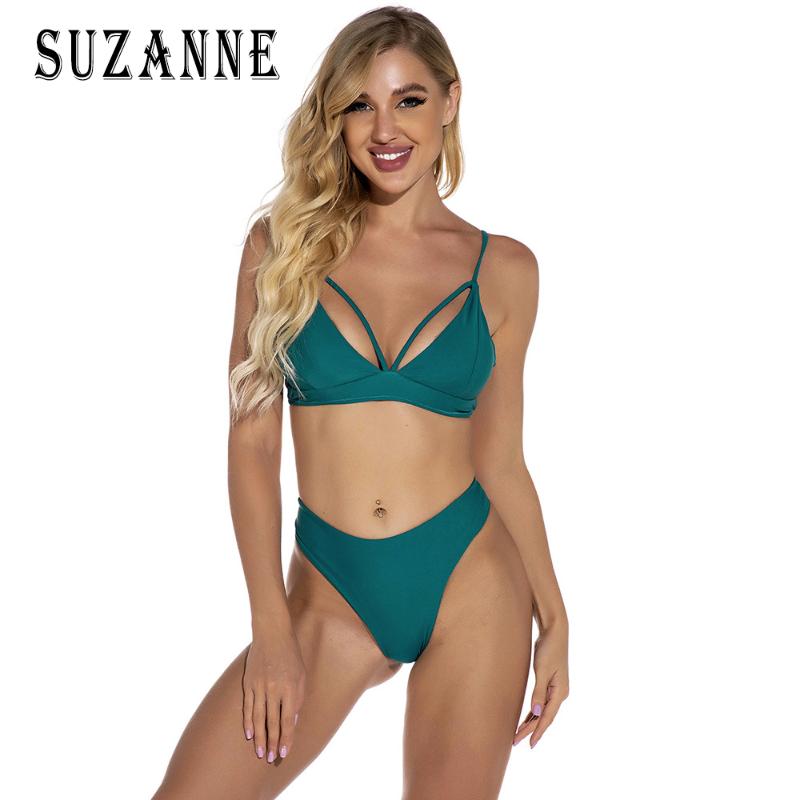 

Women' Swimwear Sports Swimsuit Lace Split Solid Color Bikini Female Two - Piece Beach Set 2021 Ladies Sexy, Picture color