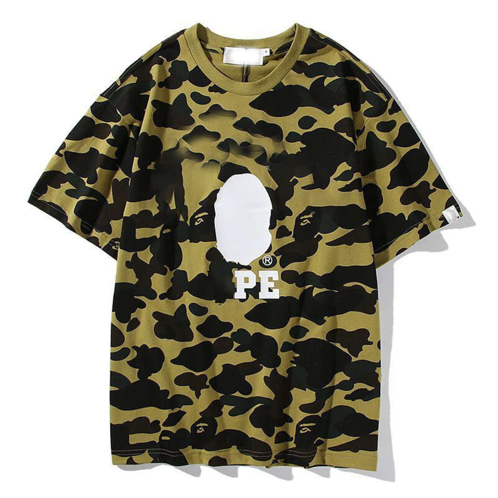 

Puur Katoen Korte Mouwen T Shirt Ape-Man Shark Men En Vrouwen Dezelfde Ins Haai Camouflage Kleuraanpassing Casual Losse Top, White;black