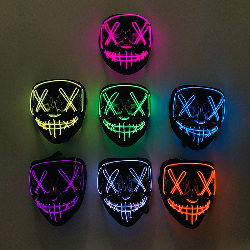 

Mixed Color Halloween Led Mask Party Masque Masquerade Masks Neon Maske Light Glow In The Dark Horror