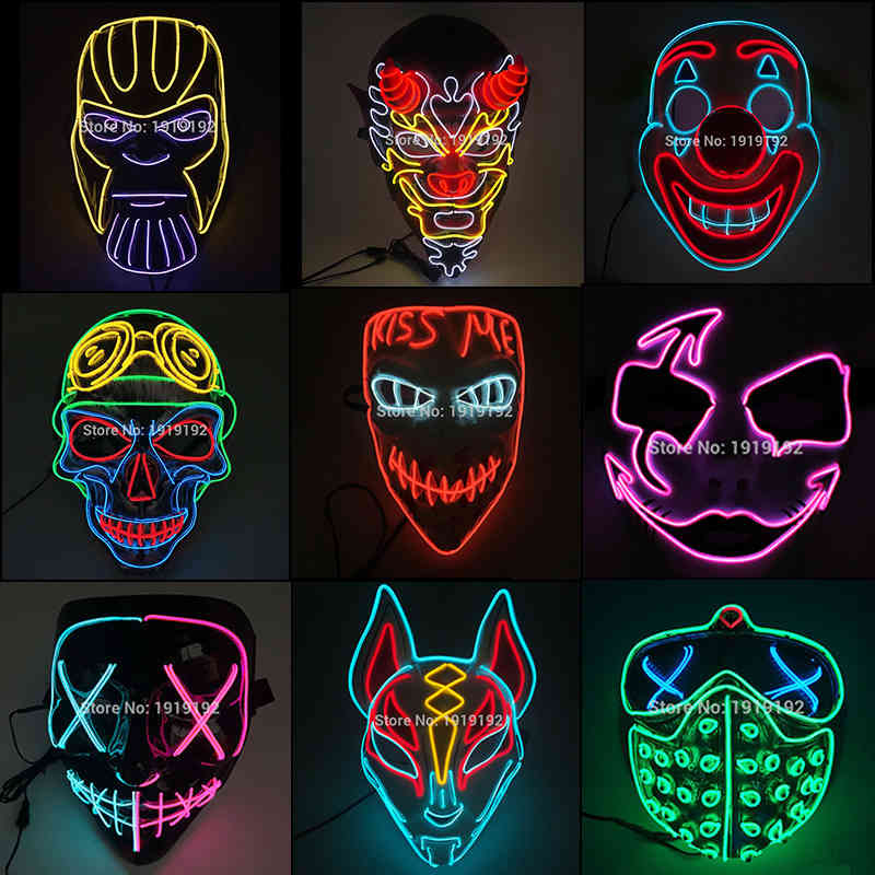 

Carnival Costume Decoration Luminous Halloween Led e Light Up Masks for Glow Party