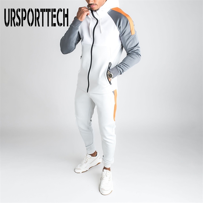 

Men Joggers Suit Sets Solid Tracksuit Man Brand Spring Autumn Sport Suit Male Hoodies+ Pants Warm Sportswear Men' Clothing 211109, White