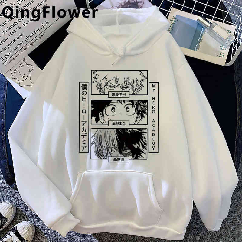 

My Boku No Hero Academia Bakugou hoodi men grunge Ulzzang male sweatshirts pullover harajuku y2k athetic, Black