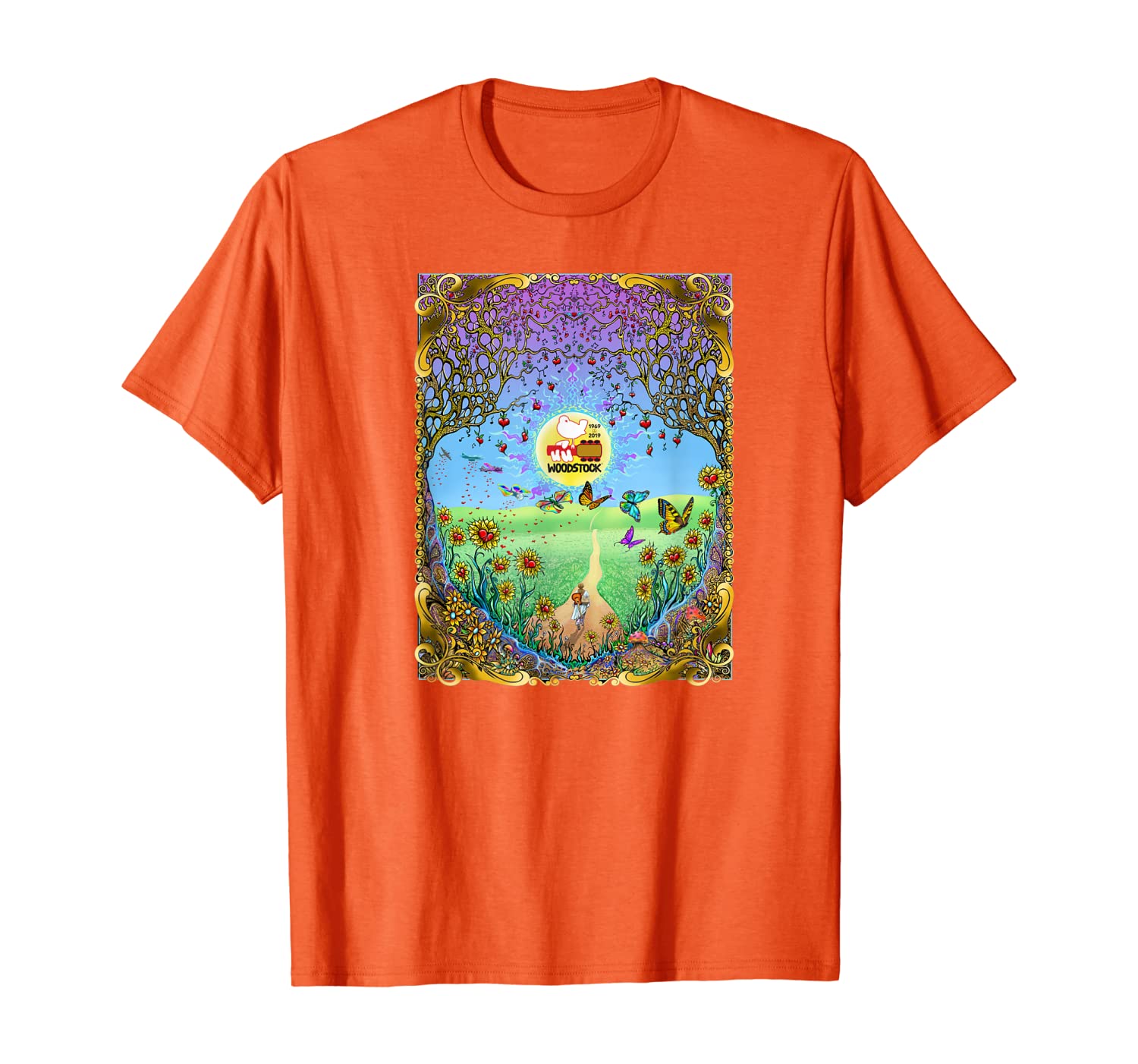 

Woodstock Butterfly Garden - Not Fade Away Woodstock T-Shirt, White;black