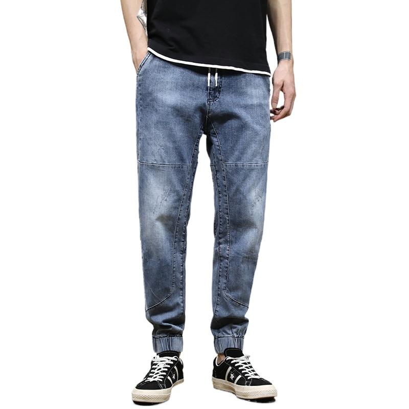 

Men's Jeans Jogger Pants Men Spring Autumn Elastic Waist Drawstring Relaxed Loose Fit Streetwear Fashion Jeans,931, Light blue