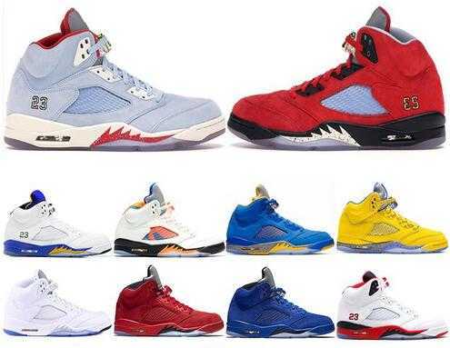 

Trophy Room 5s Ice Blue Mens Basketball Shoes 5 Laney Yellow Bred Red Suede White Cement Metallic Black Designer Sport Sneaker Size 41-47, Black metallic