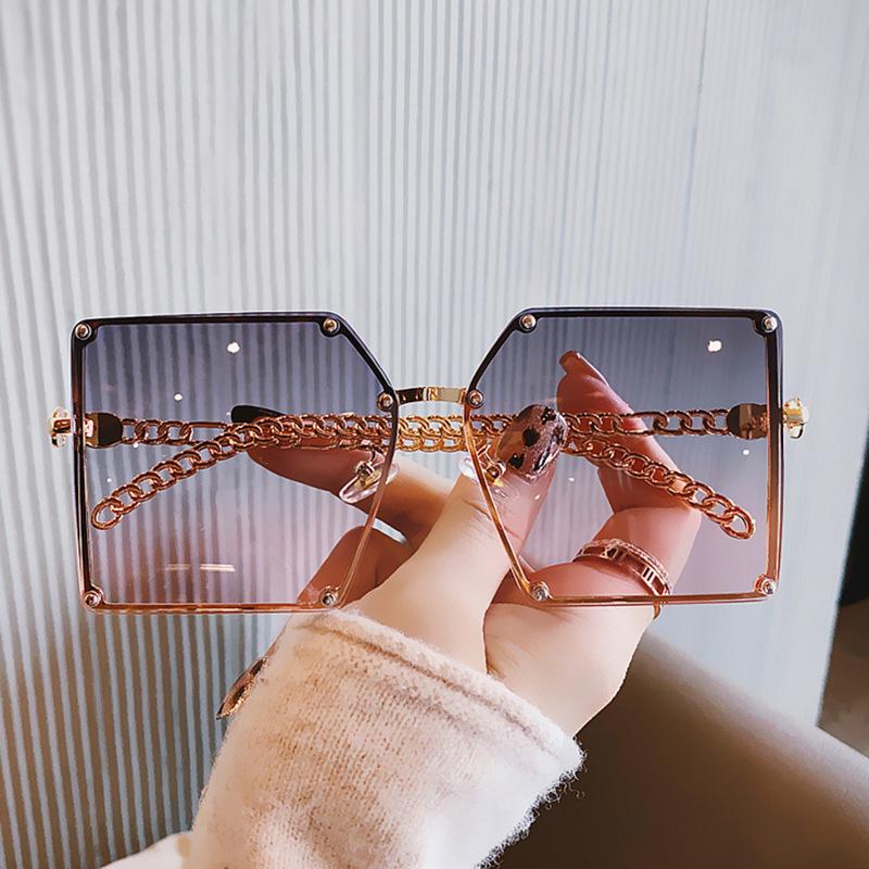 

Sunglasses Women Fashion Rimless Trendy Eyeglasses Square Big Frame Lenses Summer Travel Feminino Gafas Glasses