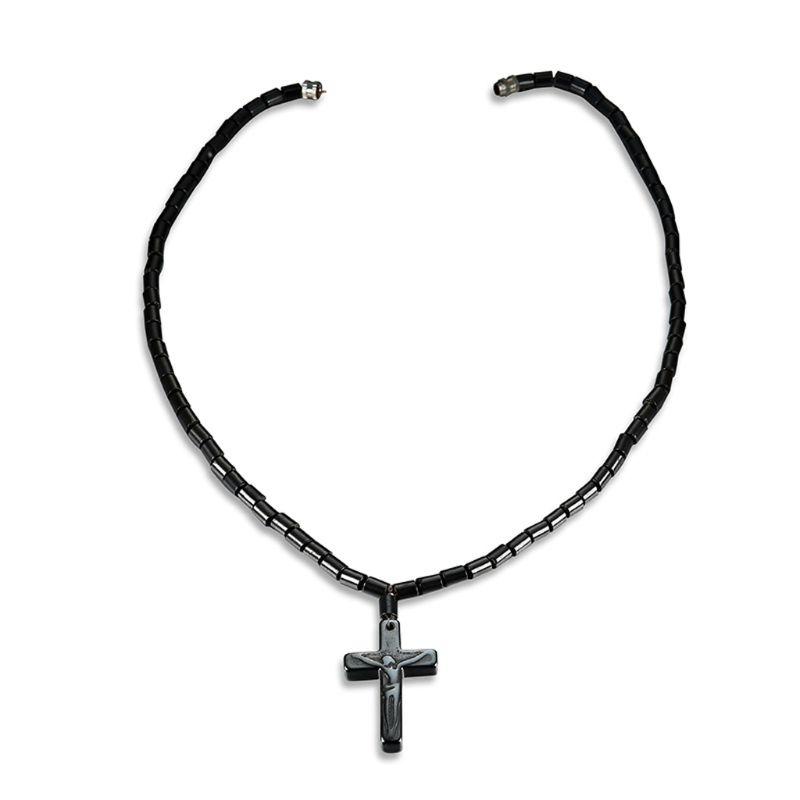 

Pendant Necklaces Black Hematite Magnetic Therapy Cross Necklace Neck Pain Relief Jewelry T4MD