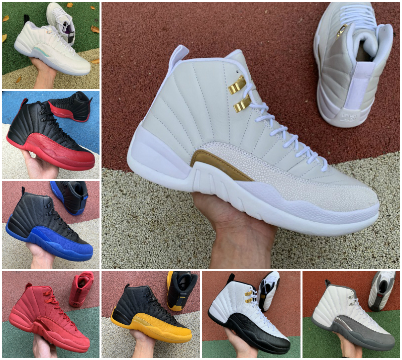 

12s Taxi Reverse Flu Game Royal Basketball Shoes Fiba Men Grey University Gamma Blue Jumpman 12 Utility Grind Indigo OVO White Twist Black Dark Concord sport Sneakers, Bubble package bag