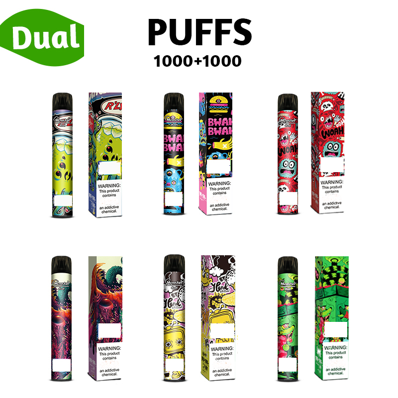 

Authentic Electronic Cigarette Disposable Vape Pen Monster Dual 2000puffs 6.0ml Capacity Eco-Friendly Ecig