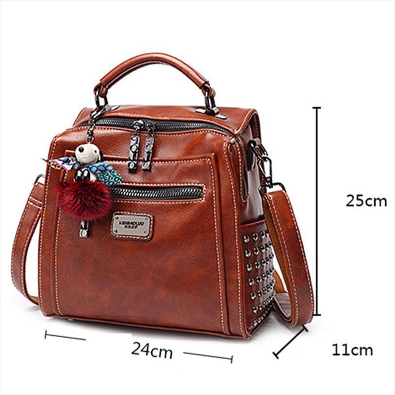 

retro large women leather backpack multifunction school for female bookbag shoulder travel bag sac a dos