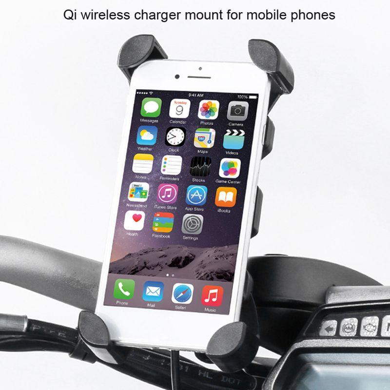 

Cell Phone Mounts & Holders Motorcycle Handlebar Mirror Wireless Charger Mount Stand Holder For Cellphone