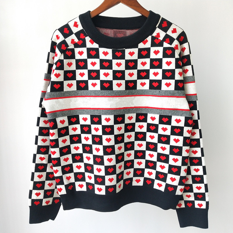 21 Automne Nouveau Jacquard Jacquard Col à col rond Blouse tricoté à manches longues pour femmes