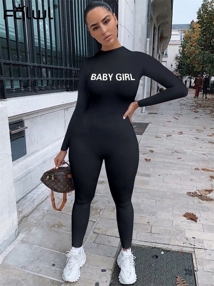 

2011fqlwl streetwear white black rompers womens jumpsuit female solid long sleeve one piece outfits bodycon jumpsuit women 2021, Black;white