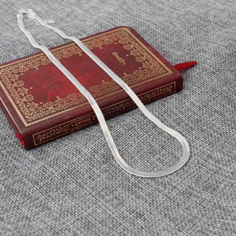 

Chains Flat Snake Link Lobster Clasp Collares Necklaces Women Choker Unisex Long Statement Chain Necklace For Men, Silver