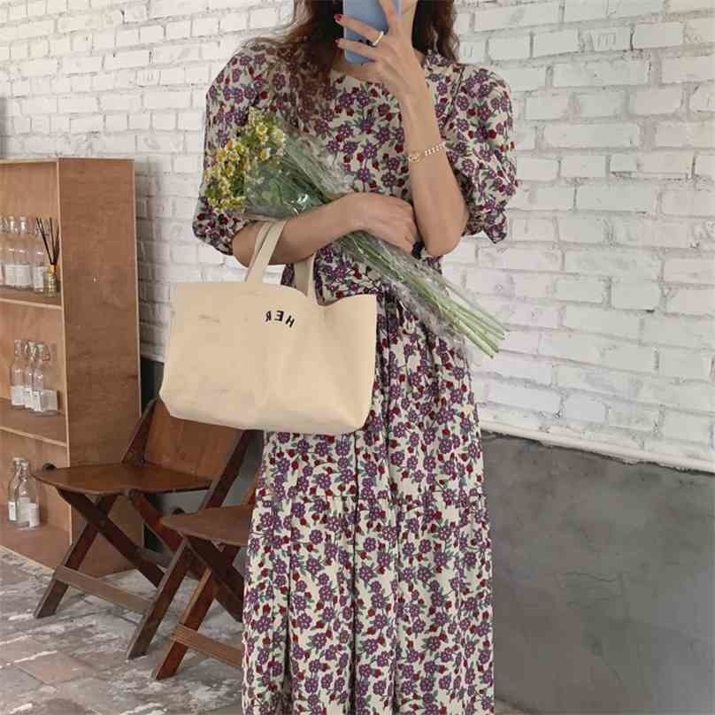 

Girls Florals Printed Party Chic Femme Streetwear Sweet Summer Elegant Retro Short SleevesDresses Vestidos 210525, Purple