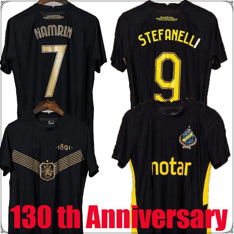 

2122 AIK Fotboll 130th Years soccer jersey Shirt Black golden Papagiannopoulos Rogic Larsson tihi anniversary