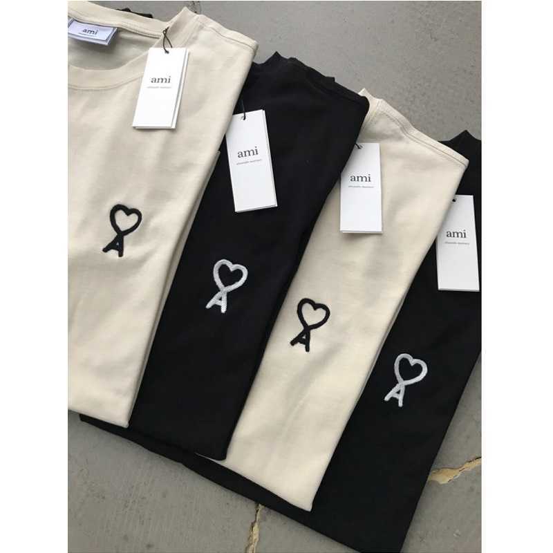 

Amiparis 2021 Primavera E Ver O Novo Amor Oco Solto Preto E Branco Masculino E Feminino Casual Camiseta X0712, White;black