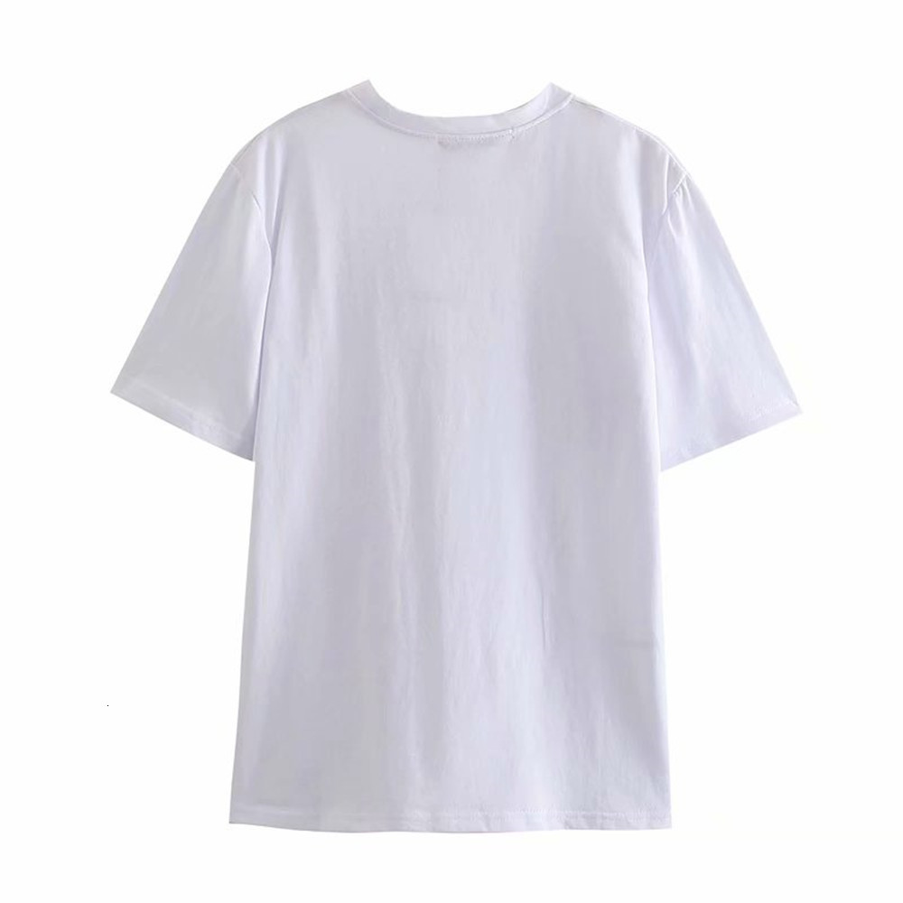 

Women's Sweaters 2021 summer pure cotton t-shirt loose combining clothes couple wear simple teenage ladies, White