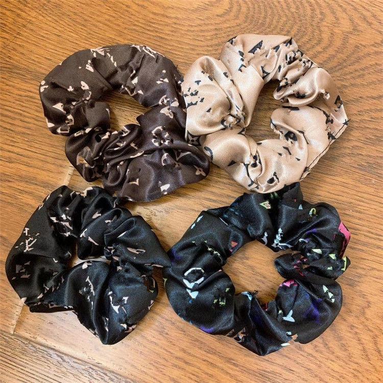 

Designer Classic Letter Women Girls Scrunchies Hair Band Rope Elastic Ponytail Holder Circle Luxury Print Hair Ring Scrunchie Brand Headband, Pink