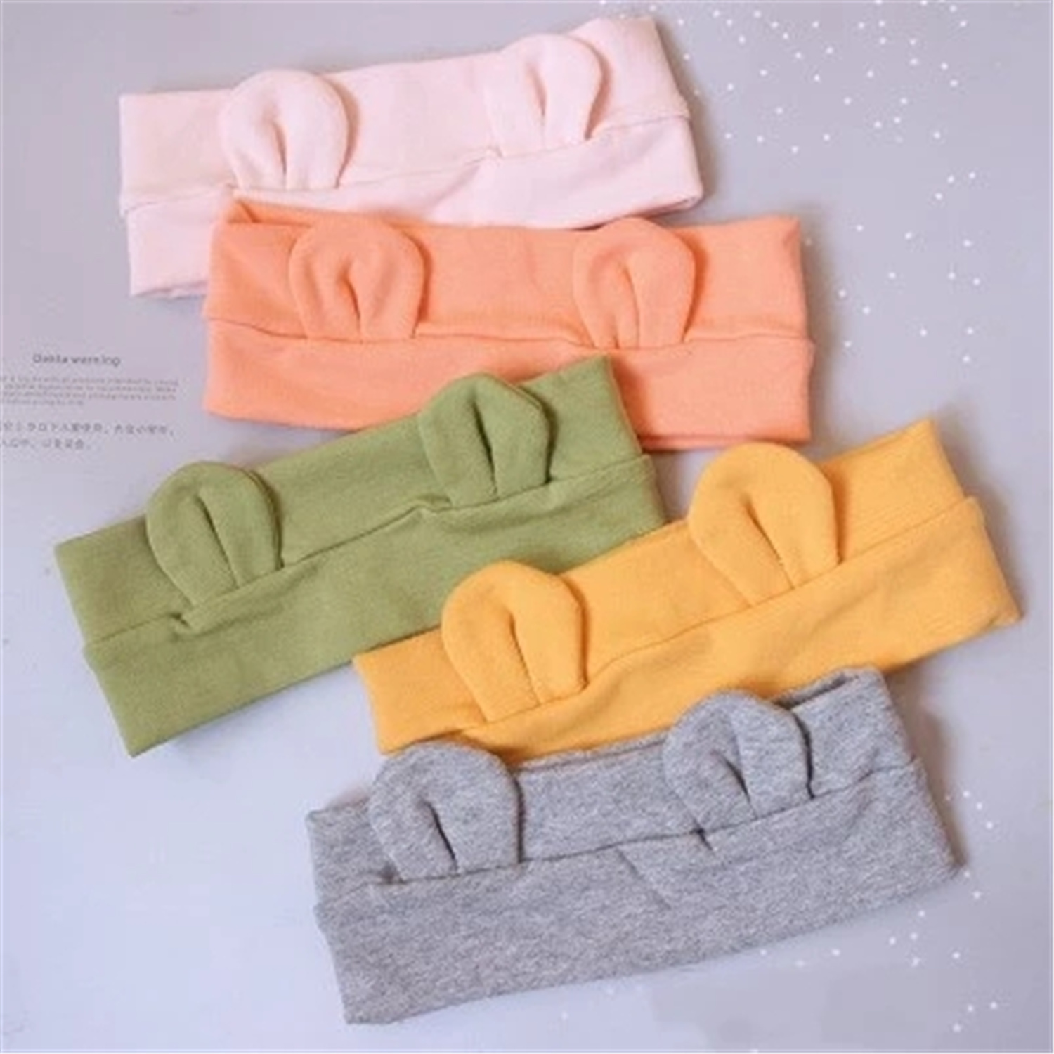 

6pcs Newborn Headbands Cotton Solid For Girl bear Ear Hairbands Turban Knot Headband Kids Accessoire