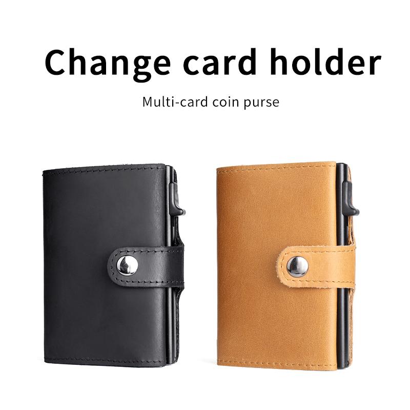 

Wallets ZOBATO Retro Crazy Horse Leather Wallet Automatically Pops Up Radio Frequency Identification Anti-blocking Male Card Holder, Red;black