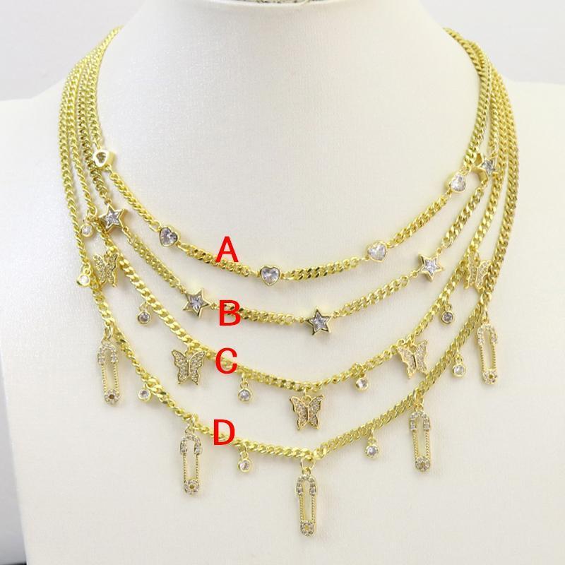

Pcs Zircon Charms Pendant Necklace Jewelry Gold Color Women Bracelet 8308 Chains