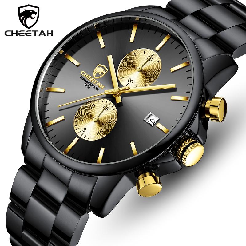 

Wristwatches 2021 CHEETAH Top Brand Men Analog Quartz Watch Mens Fashion Luxury Chronograph Sport Waterproof Wristwatch Relogio Masculino, Black-red