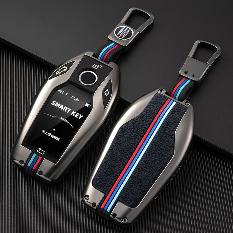 Car Key Case For BMW 5 7 series 730Li 740 630 G12 G30 G31 G32 G02 X5 G07 X6 X7 LED Display Zinc alloy Keychain Cover Accessories
