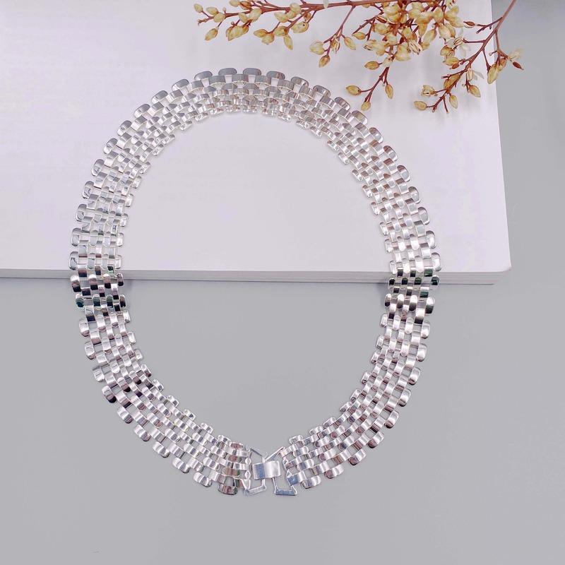 

Chokers Minar Rock Cool Hollow Belted Chunky Chains Necklaces Silver Color Linked Wide Choker Necklace For Women Statement Party Jewelry