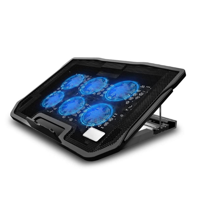 

Laptop Cooling Pads Cooler 6 Fans Pad 2 USB Port With Led Screen 2600RPM For 14/15.6 Inch Gaming Stand