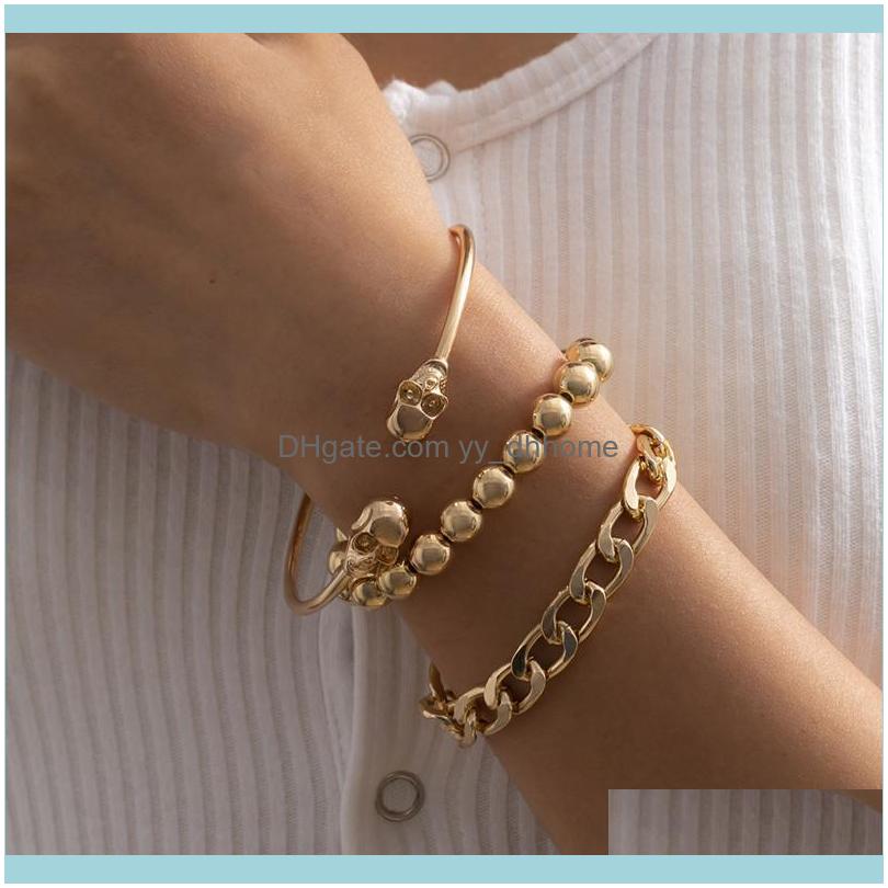 

Jewelrypcs/Set Punk Skull Bracelets Hiphop Metal Beads Thick Chain Bracelet Set Personality Jewelry Aessories Link, Drop Delivery 2021 Hrfb5
