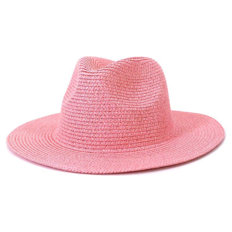 

Wide Brim Hats Summer Beach Panama Cap Men Women Outdoor Travel Seaside Sun Protection Fashion Hat Solid ColorJazz Strawhat Female