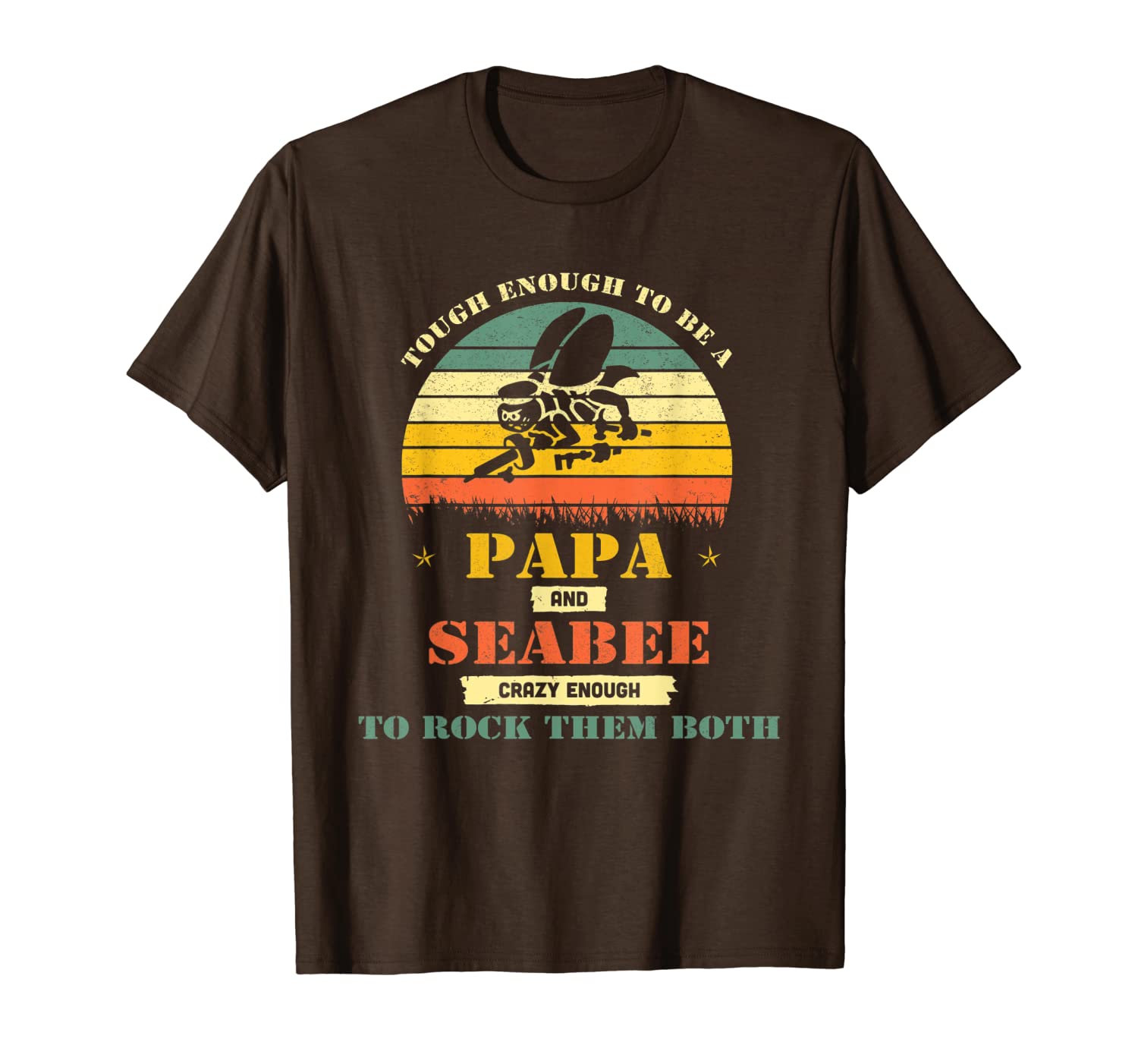 

tough enough to be a papa and seabee t-shirt, White;black