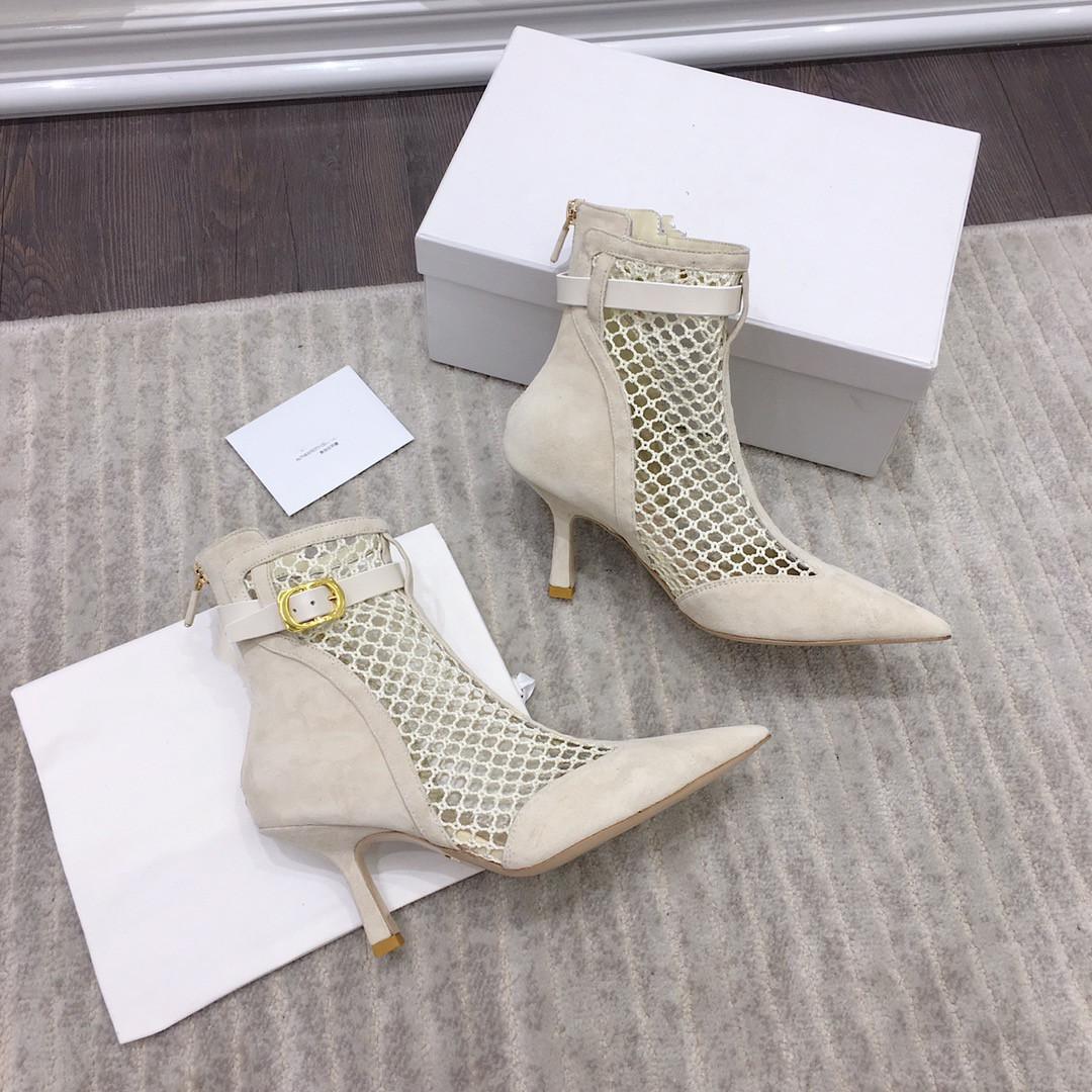 

European And American Sexy Slimming Women Sandals Perspective Mesh Hollow High Heels Women's Shoes Thin Heeled Heel Pointed Ankle Boots, Black