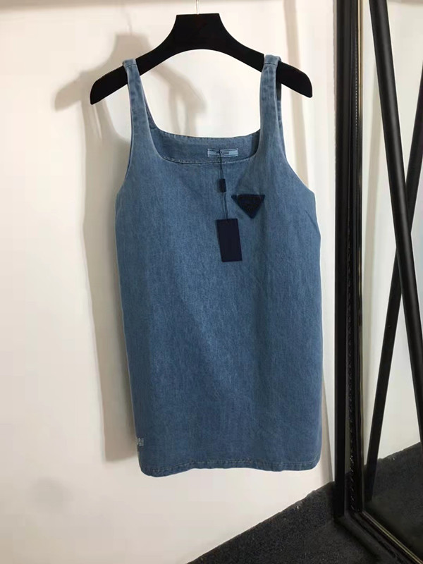 

women' denim vest dress summer cotton casual dress, Silver