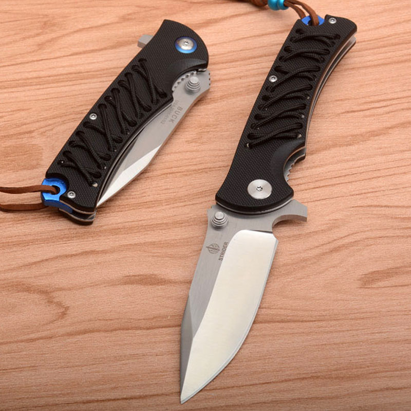 

Strider SMF tactical folding knife Y-START 9CR18MOV high speed steel G10 handle outdoor survival knives Wear black rope